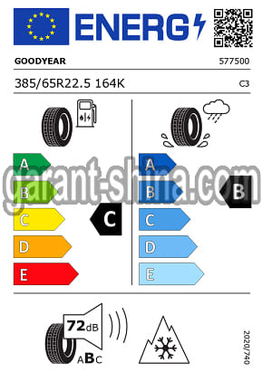 Goodyear Omnitrac T (прицеп-карьер) 385/65 R22.5 164K 20PR - Фото Европейских характеристик